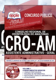 Apostila Concurso CRO AM 2019 PDF e Impressa Assistente Administrativo Geral
