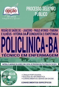 Apostila Concurso Policlínica BA 2019 PDF e Impressa Técnico em Enfermagem