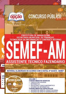 Apostila Concurso SEMEF AM 2019 PDF e Impressa Assistente Técnico Fazendário
