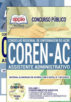 Apostila COREN AC 2019 Assistente Administrativo PDF e Impressa