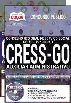 Apostila CRESS GO 2019 Auxiliar Administrativo PDF e Impressa