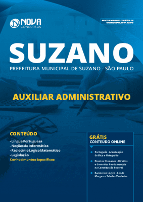 Apostila Prefeitura de Suzano 2019 Auxiliar Administrativo PDF e Impressa