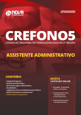 Apostila Concurso CREFONO5 2019 Assistente Administrativo Grátis Cursos Online
