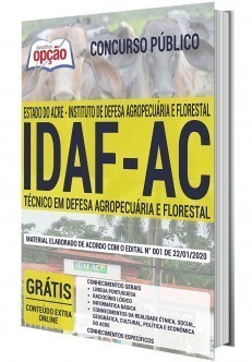 Apostila Concurso IDAF AC 2020 Técnico em Defesa Agropecuária PDF e Impressa
