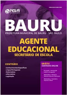 Apostila Concurso Prefeitura de Bauru 2020 Secretário de Escola Grátis Cursos Online