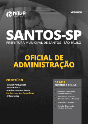 Apostila Concurso Prefeitura de Santos 2020 Oficial de Administração Grátis Cursos Online