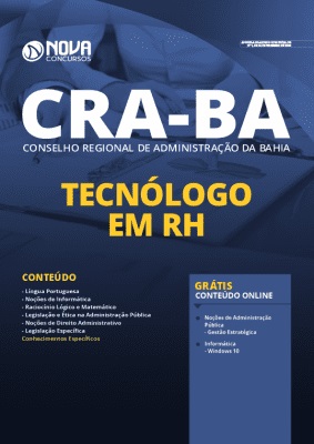 Apostila Concurso CRA BA 2020 Tecnólogo em RH Grátis Cursos Online