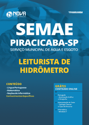 Apostila Concurso SEMAE Piracicaba SP 2020 Leiturista de Hidrômetro Grátis Cursos Online