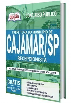 Apostila Prefeitura de Cajamar 2020 Recepcionista PDF e Impressa
