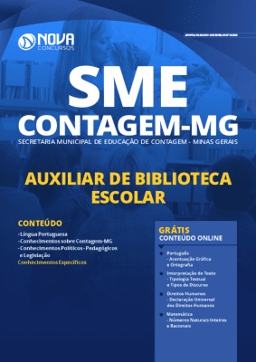Apostila Concurso SME Contagem MG 2020 Auxiliar de Biblioteca Escolar Grátis Cursos Online