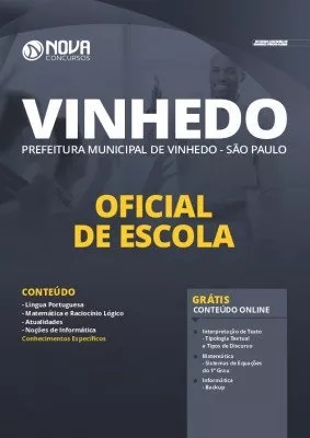 Apostila Prefeitura de Vinhedo 2020 Oficial de Escola Grátis Cursos Online