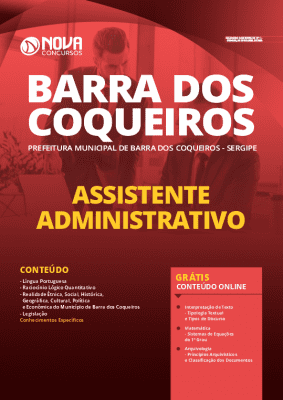 Apostila Concurso Prefeitura de Barra dos Coqueiros 2020 Assistente Administrativo Impressa e PDF Grátis Cursos Online