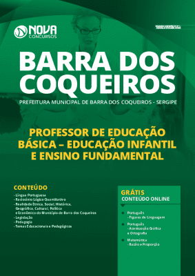 Apostila Concurso Prefeitura de Barra dos Coqueiros 2020 Professor de Educação Básica Impressa e PDF Grátis Cursos Online