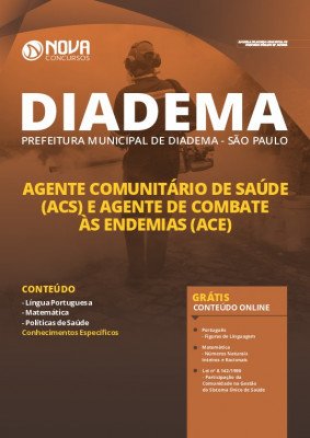 Apostila Concurso Prefeitura de Diadema 2020 Agente Comunitário de Saúde e Agente de Combate às Endemias Impressa e PDF Grátis Cursos Online. 