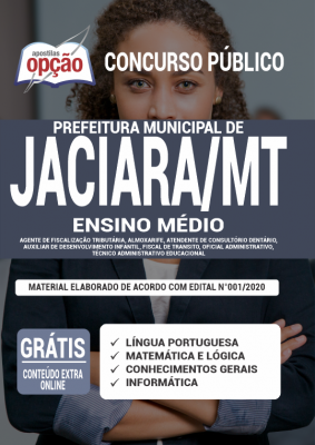 Apostila Concurso Prefeitura de Jaciara MT 2020 PDF e Impressa Cargos de Ensino Médio