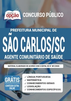 Apostila Concurso Prefeitura de São Carlos SC 2020 PDF e Impressa Cargo Agente Comunitário de Saúde