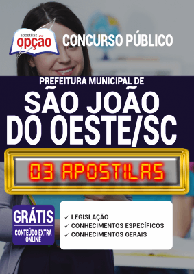 Apostila Concurso Prefeitura de São João do Oeste SC 2020 PDF e Impressa