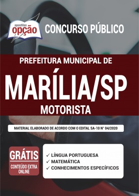 Apostila Concurso Prefeitura de Marília SP 2020 PDF e Impressa Motorista